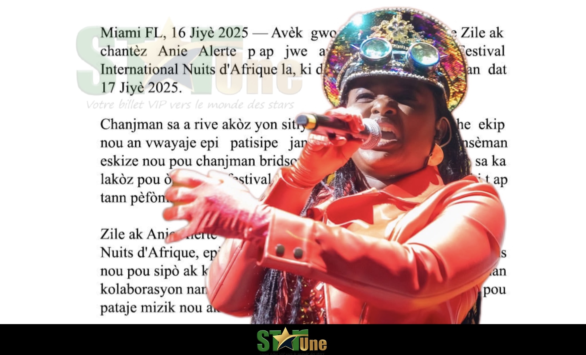 J-1 : Anie Alerte contrainte d’annuler sa venue au Festival Nuits d’Afrique